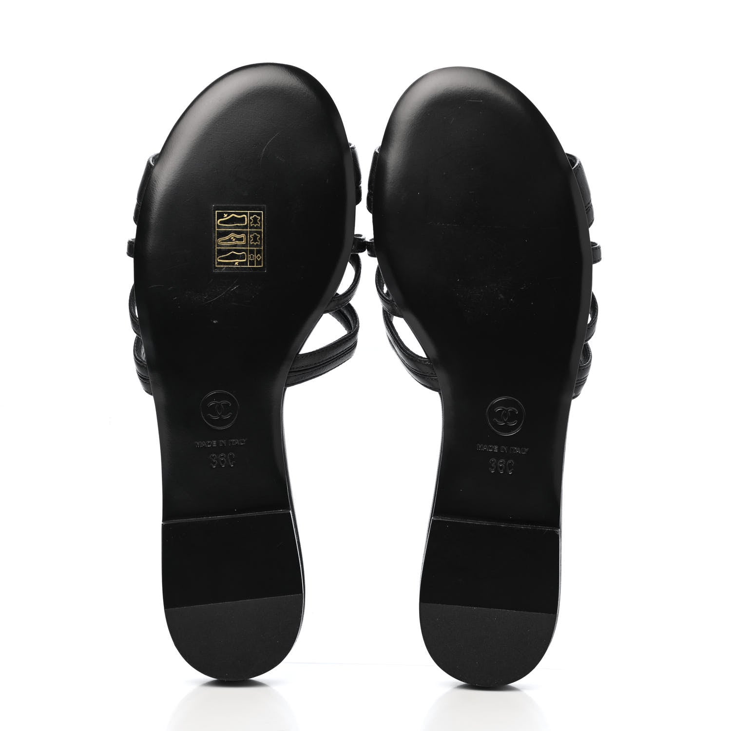 Chanel Lambskin Pearl CC Sandals 36 Black 5 of 10