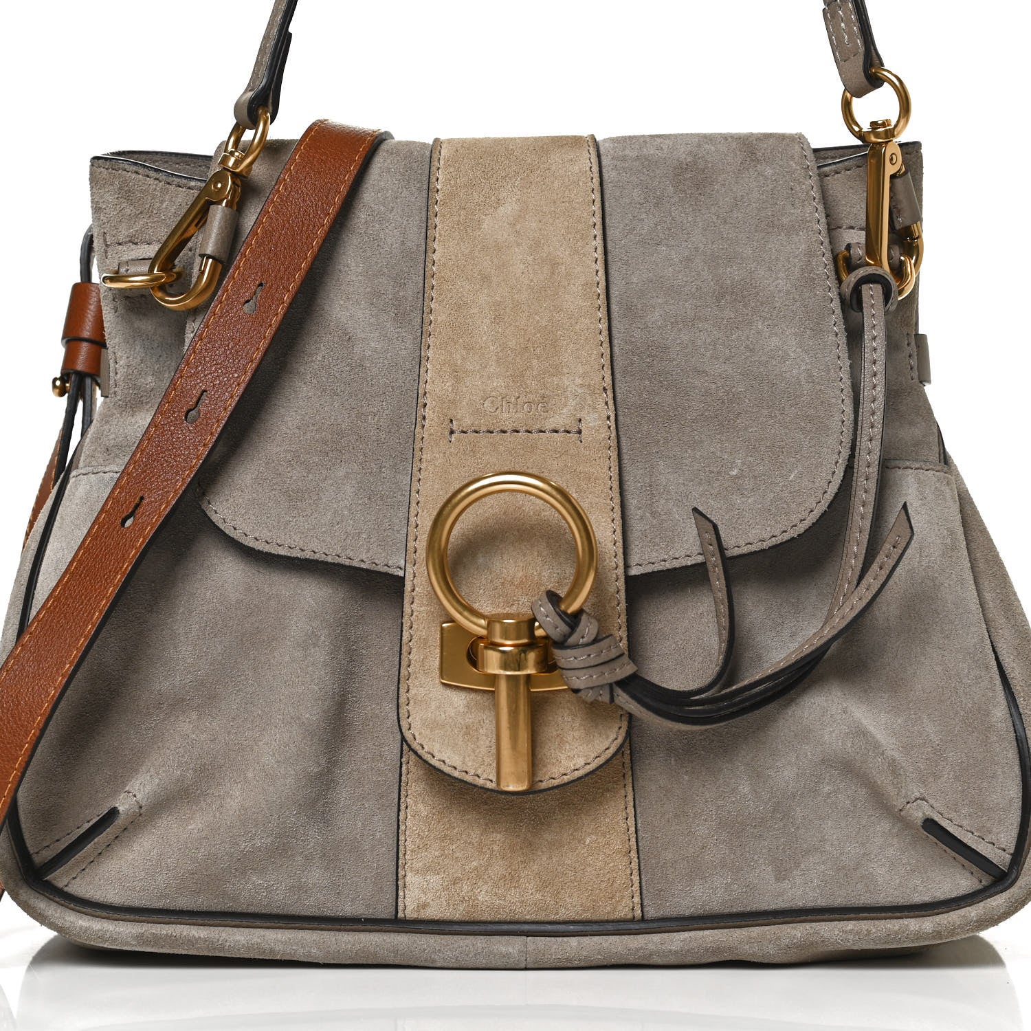 Chloe Suede Calfskin Small Lexa Shoulder Bag Motty Grey 8 of 12