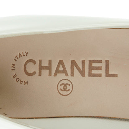 Chanel Patent Cap Toe CC Pumps 37.5 White Black 7 of 8