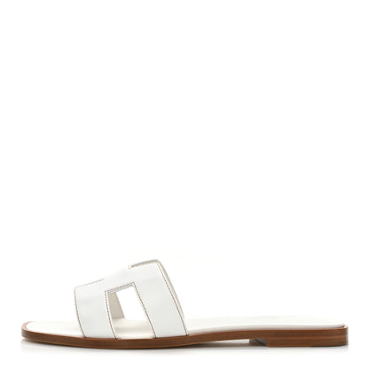 Hermes Box Calfskin Oran Sandals 39 White 1 of 8