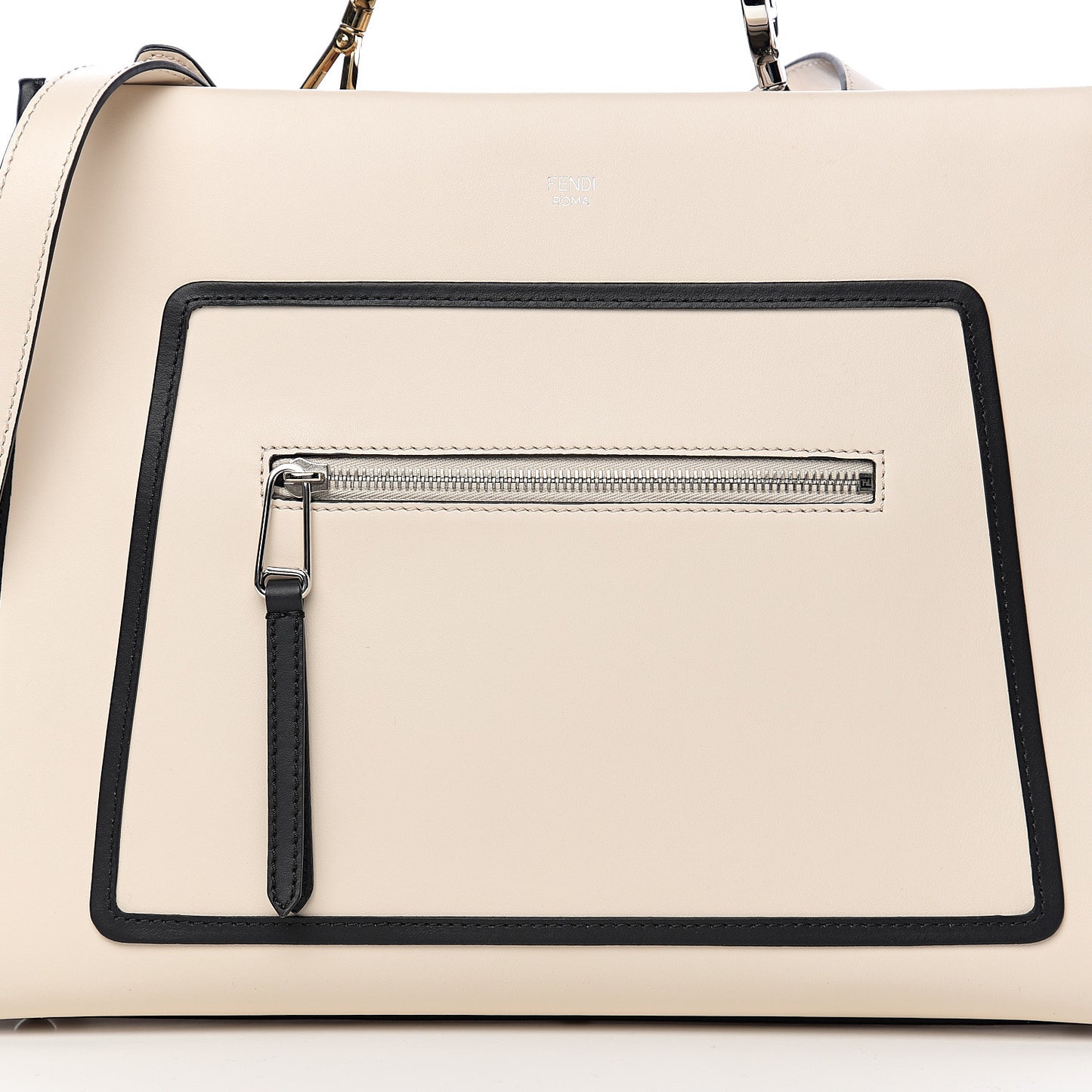 Vitello Century Opaco F is Fendi Bi-Color Regular Runaway Satchel Camelia Black