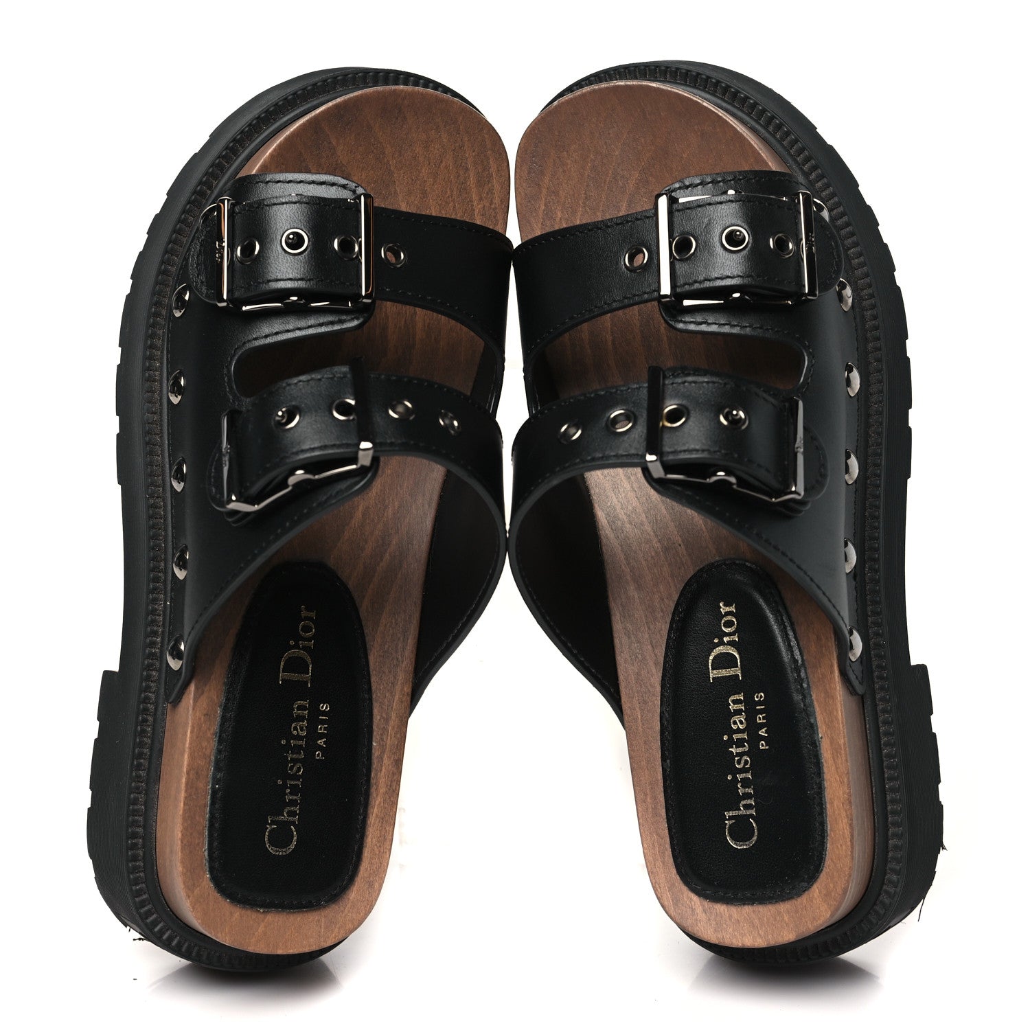 Christian Dior Calfskin Diorquake Buckled Lug Sole 15mm Sandals 35 Black 2 of 9