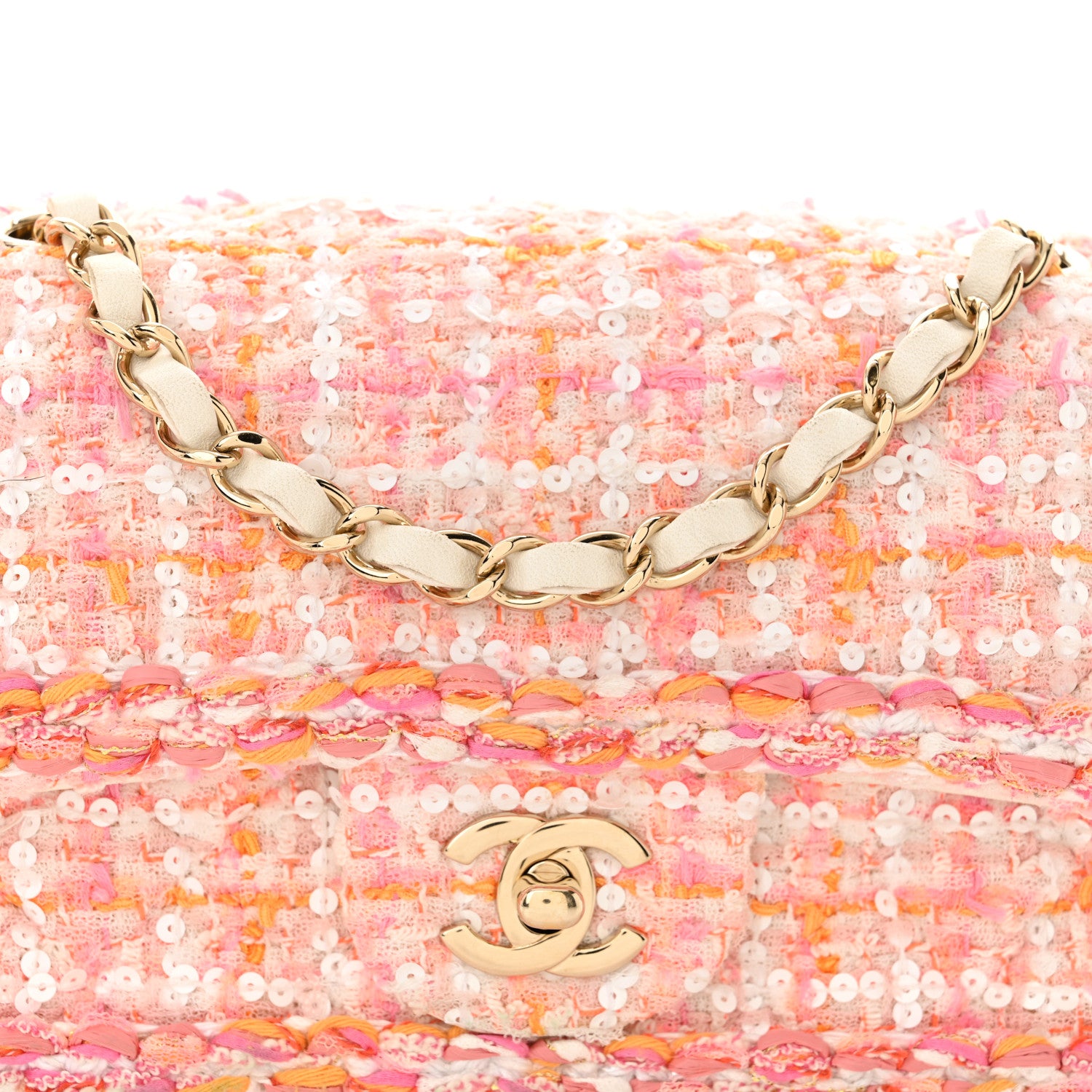 Chanel Tweed Braided Mini Rectangular Flap Pink Orange 8 of 12