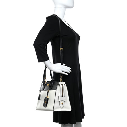 Prada Saffiano City Calfskin Medium Esplanade White Black 2 of 8