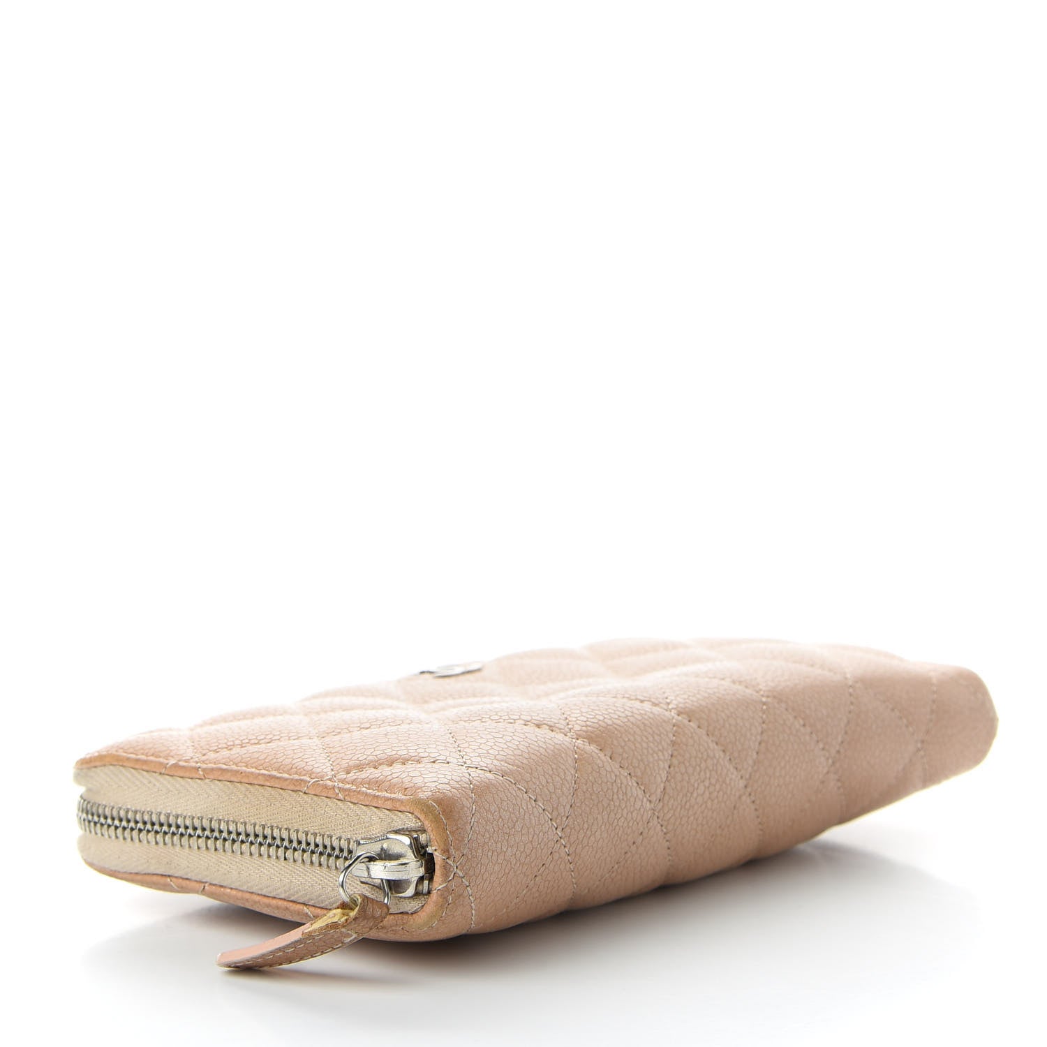 Chanel Pearly Caviar Quilted Large Gusset Zip Around Wallet Gold 4 of 11