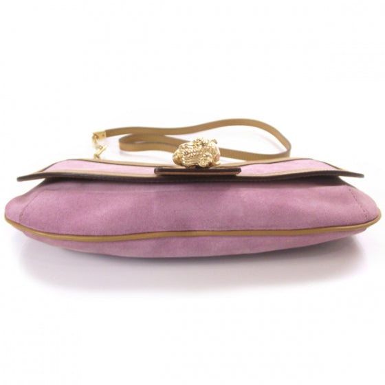 Suede Tiger Charm Shoulder Bag Pink