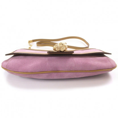 Gucci Suede Tiger Charm Shoulder Bag Pink 4 of 11