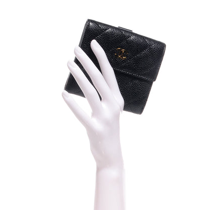 Chanel Caviar Quilted Compact Flap Wallet Black 2 of 9
