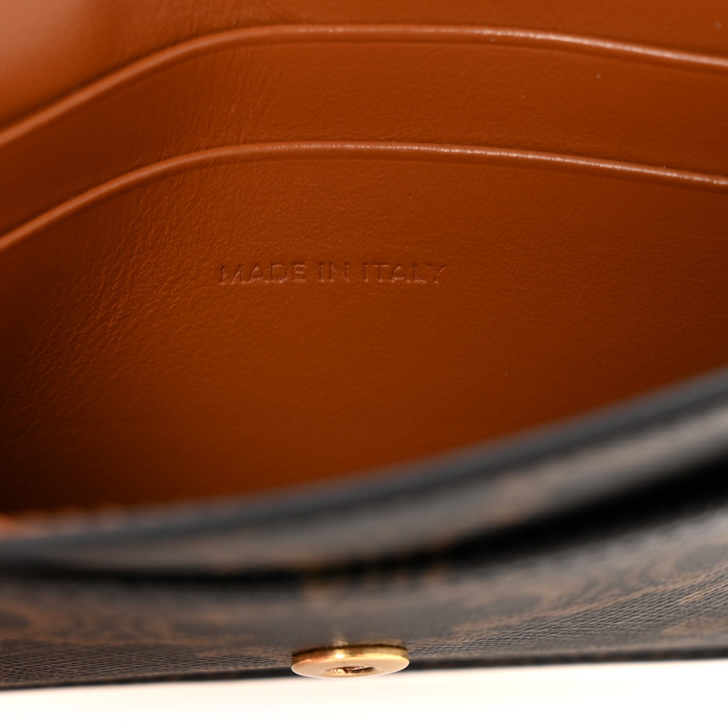 Celine Triomphe Canvas Calfskin Flap Card Holder Tan 7 of 11