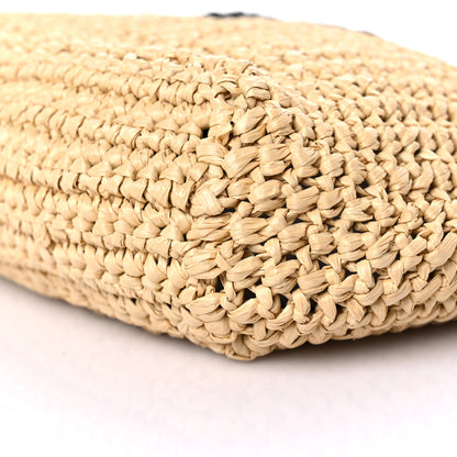 Prada Yarn Raffia Effect Crochet Embroidered Small Logo Tote Naturale 7 of 7