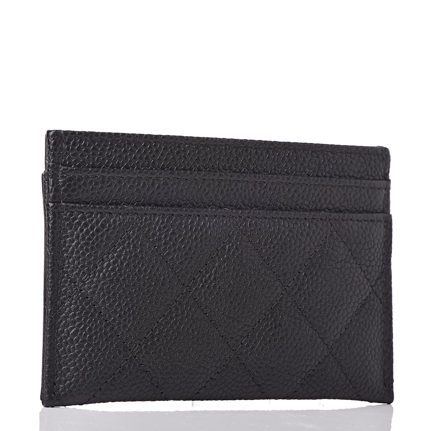 Caviar Quilted Filigree Card Holder Black