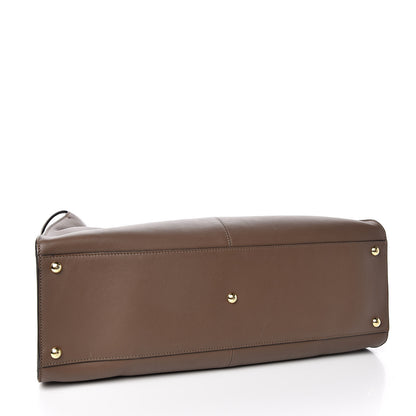Fendi Vitello Seta Glazed Fabric FF 1974 Large Peekaboo X-Lite Maya Mogano Panna 4 of 12