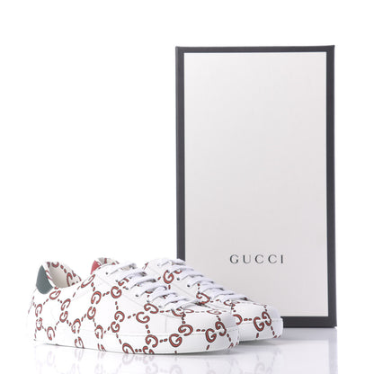 Gucci Calfskin GucciGhost Print Mens Ace Sneakers 8 White Hibiscus Red 10 of 10