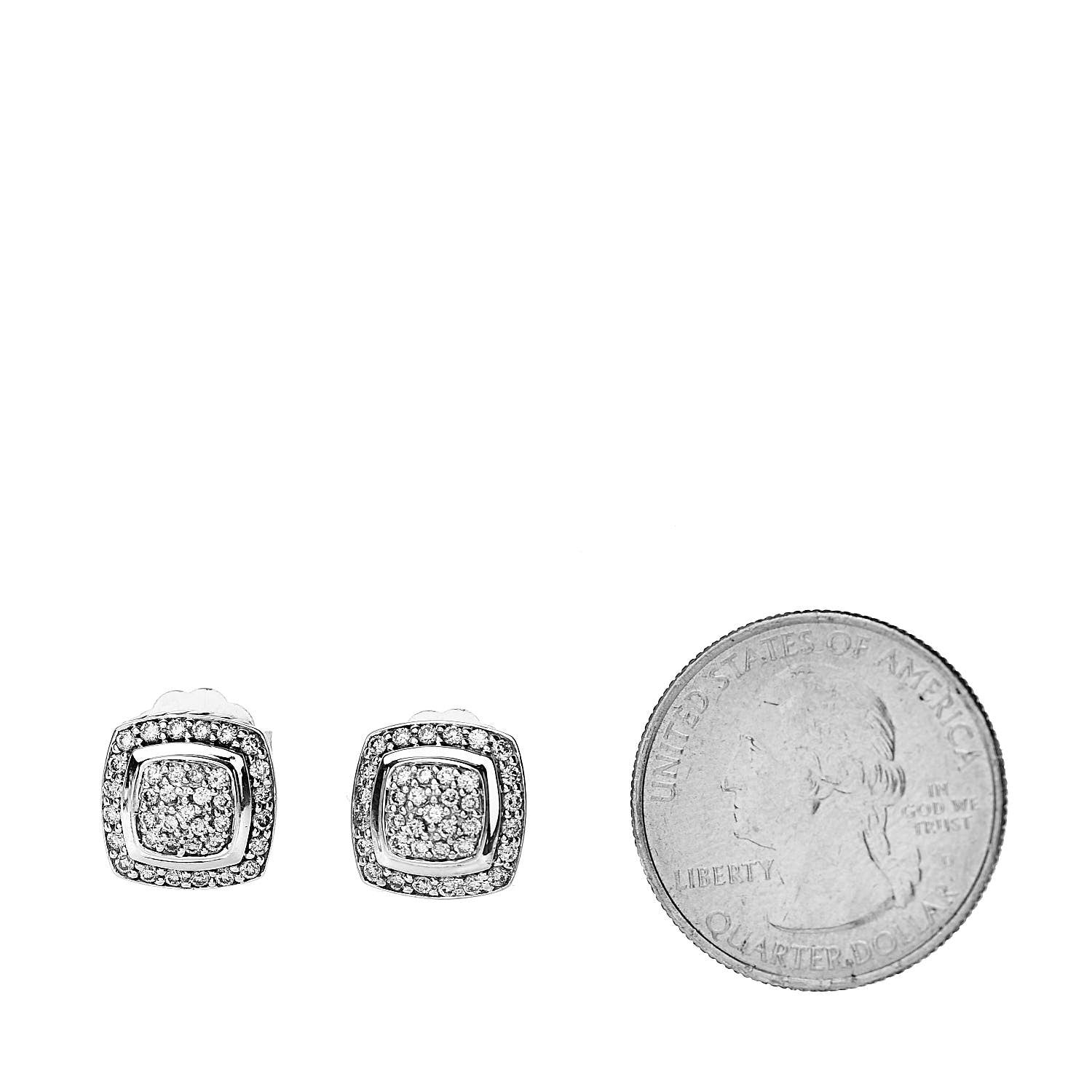 David Yurman Sterling Silver Diamond 7mm Pave Albion Earrings 2 of 4