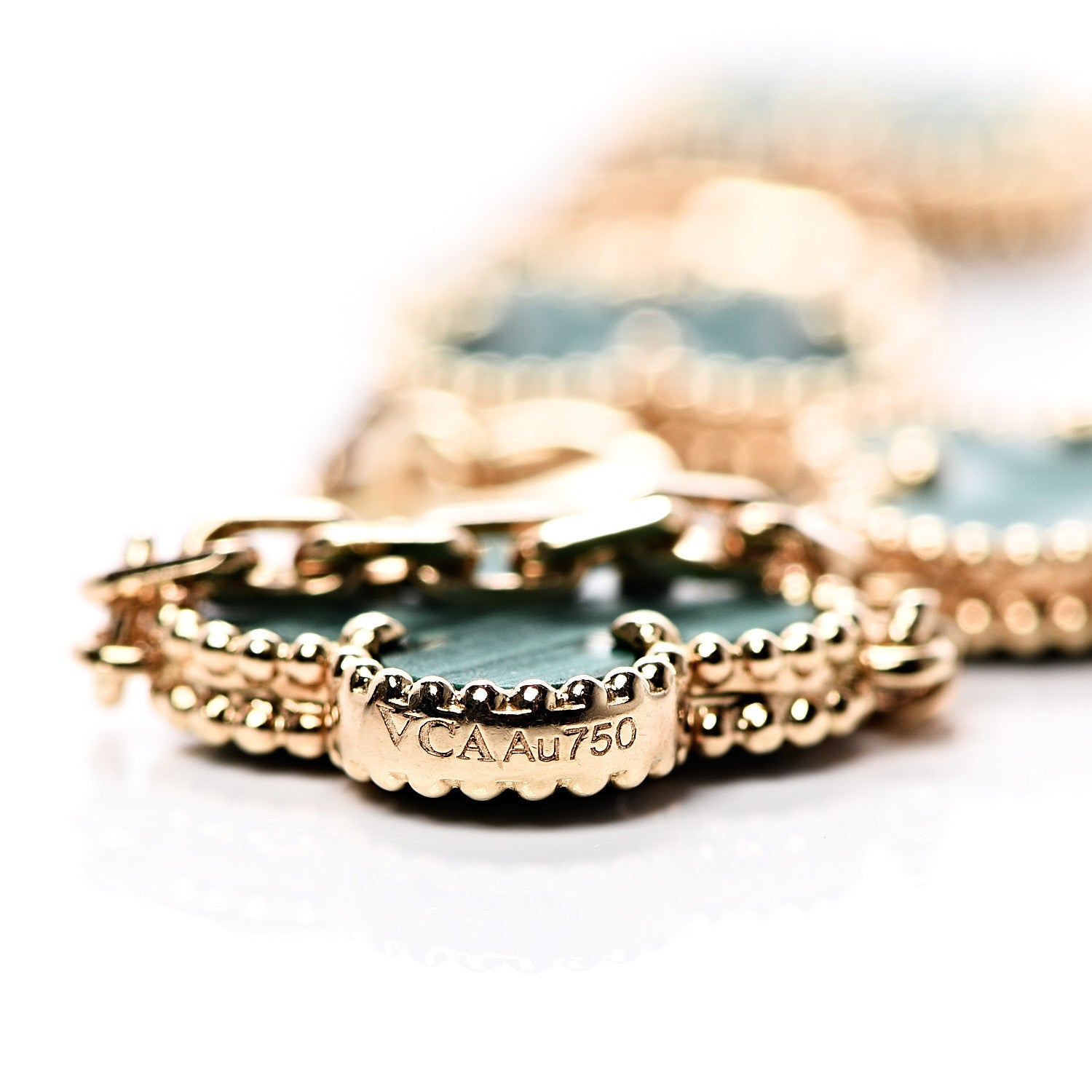Van Cleef & Arpels 18K Yellow Gold Malachite 5 Motifs Vintage Alhambra Bracelet 6 of 9