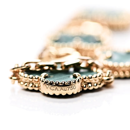 Van Cleef & Arpels 18K Yellow Gold Malachite 5 Motifs Vintage Alhambra Bracelet 6 of 9