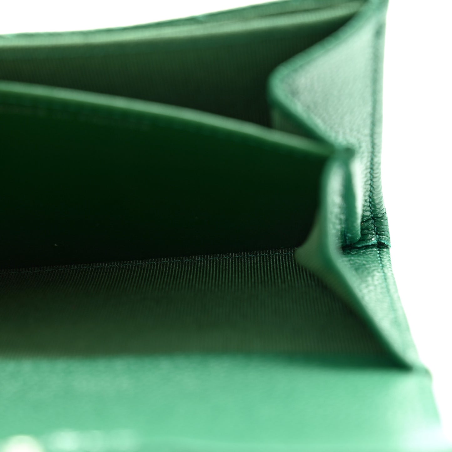 Caviar Quilted Flap Card Holder Wallet Green