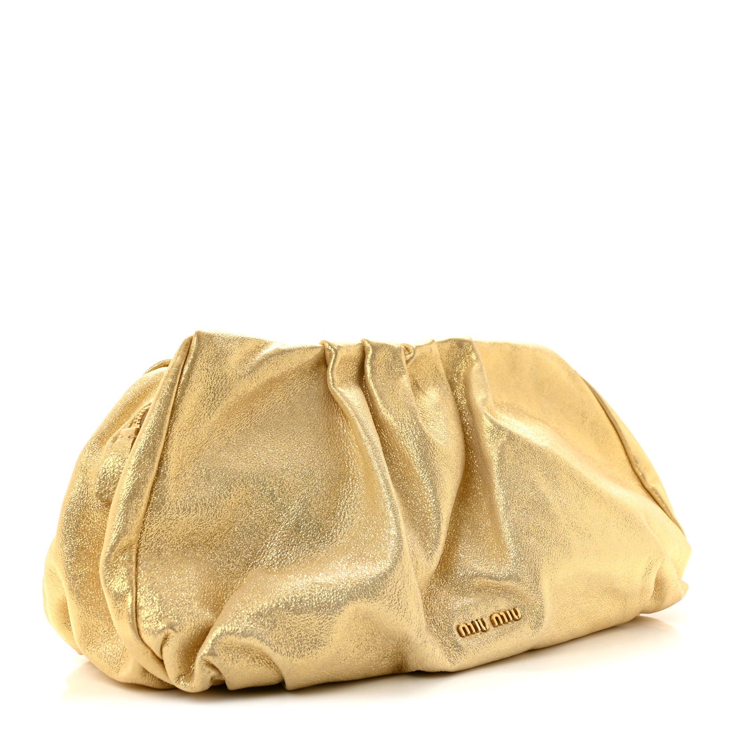 Metallic Soft Calfskin Oversized Clutch Gold