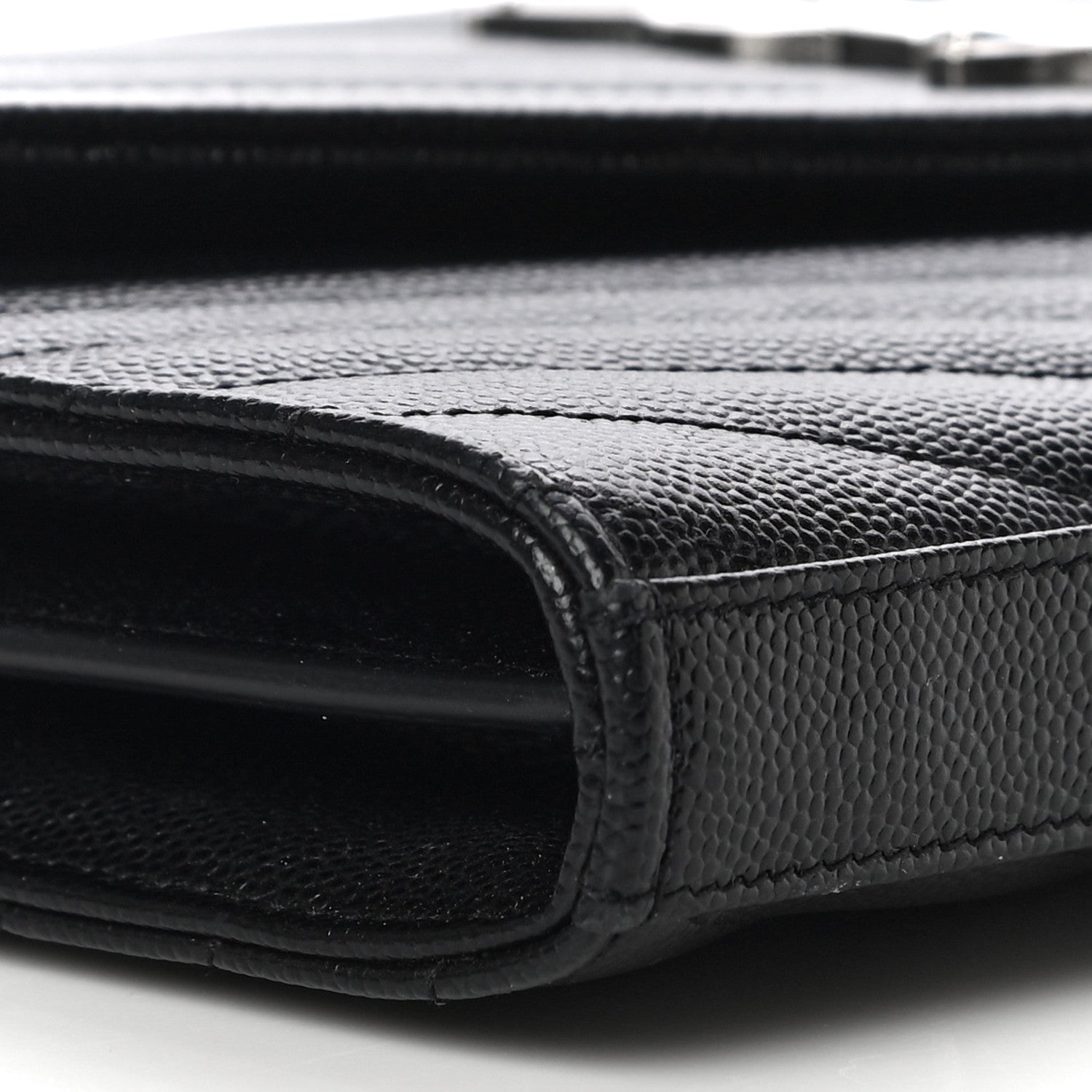 Saint Laurent Grain De Poudre Matelasse Chevron Monogram Chain Wallet Black 9 of 11