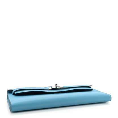 Hermes Swift Kelly Cut Clutch Pochette Bleu Du Nord 4 of 9