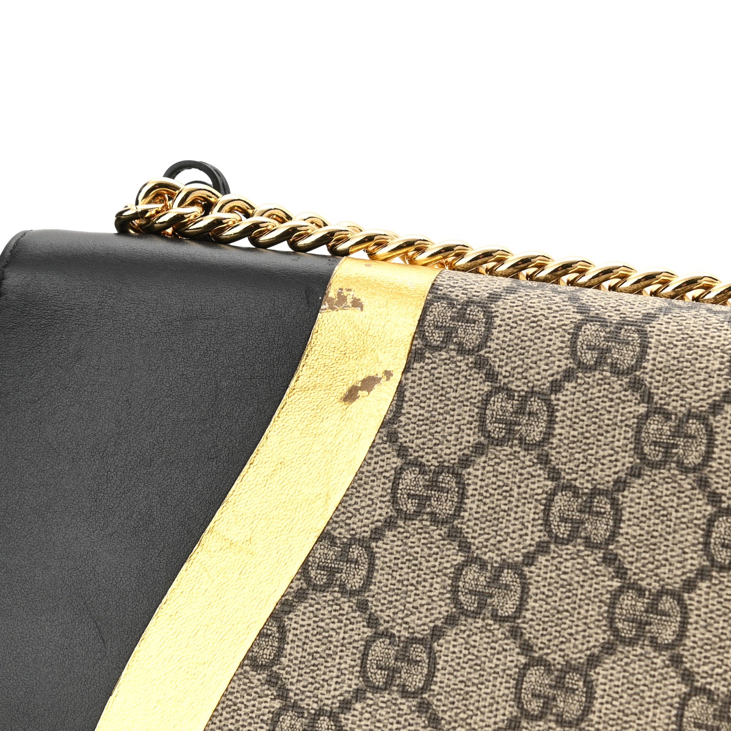Gucci Calfskin GG Supreme Monogram Medium Padlock Shoulder Bag Black Gold 11 of 12