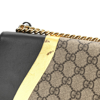 Gucci Calfskin GG Supreme Monogram Medium Padlock Shoulder Bag Black Gold 11 of 12