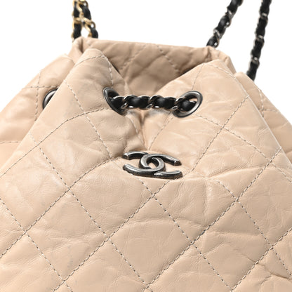 Chanel Aged Calfskin Quilted Small Gabrielle Backpack Beige Black 7 of 9