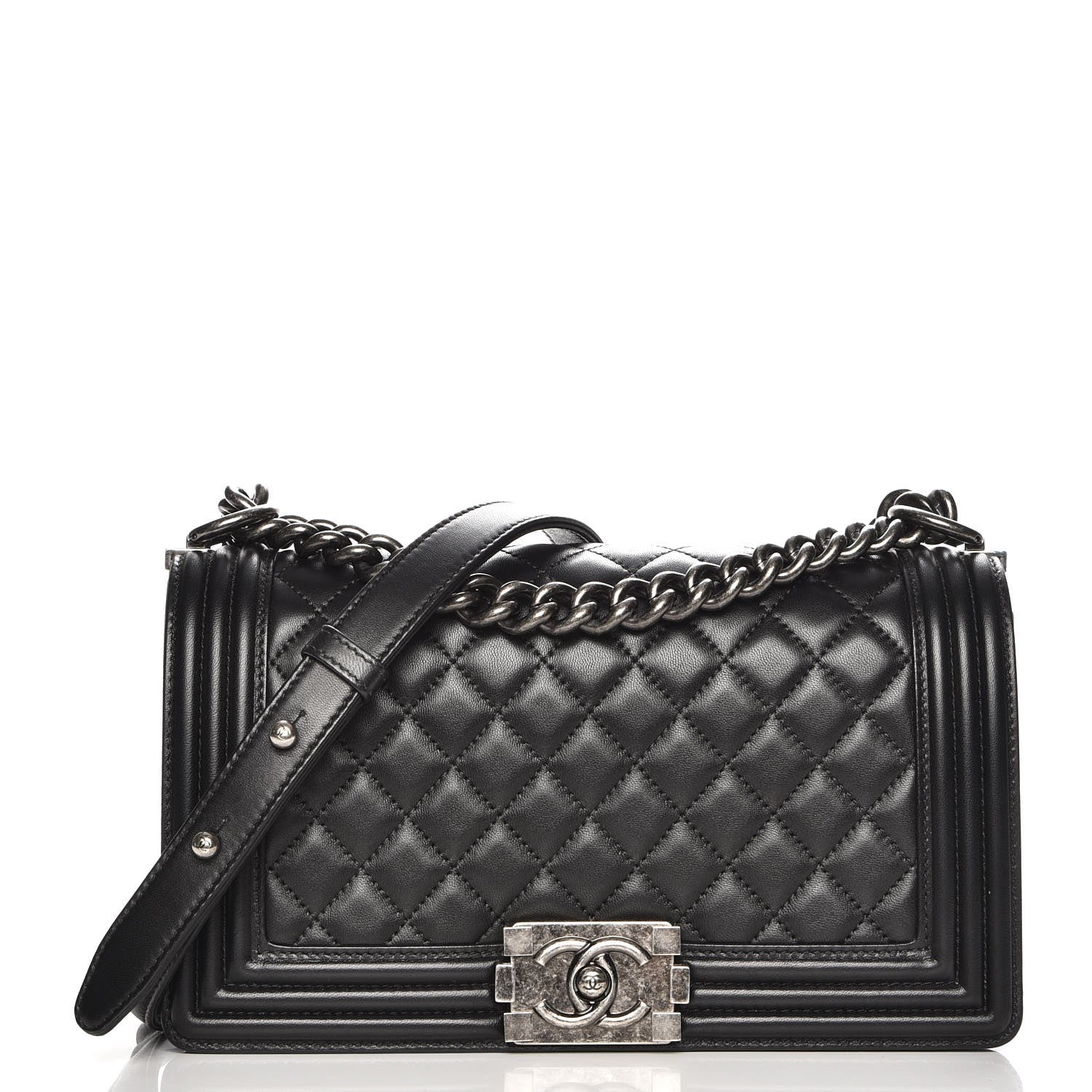 Chanel Lambskin Quilted Medium Boy Flap Black 1 of 8