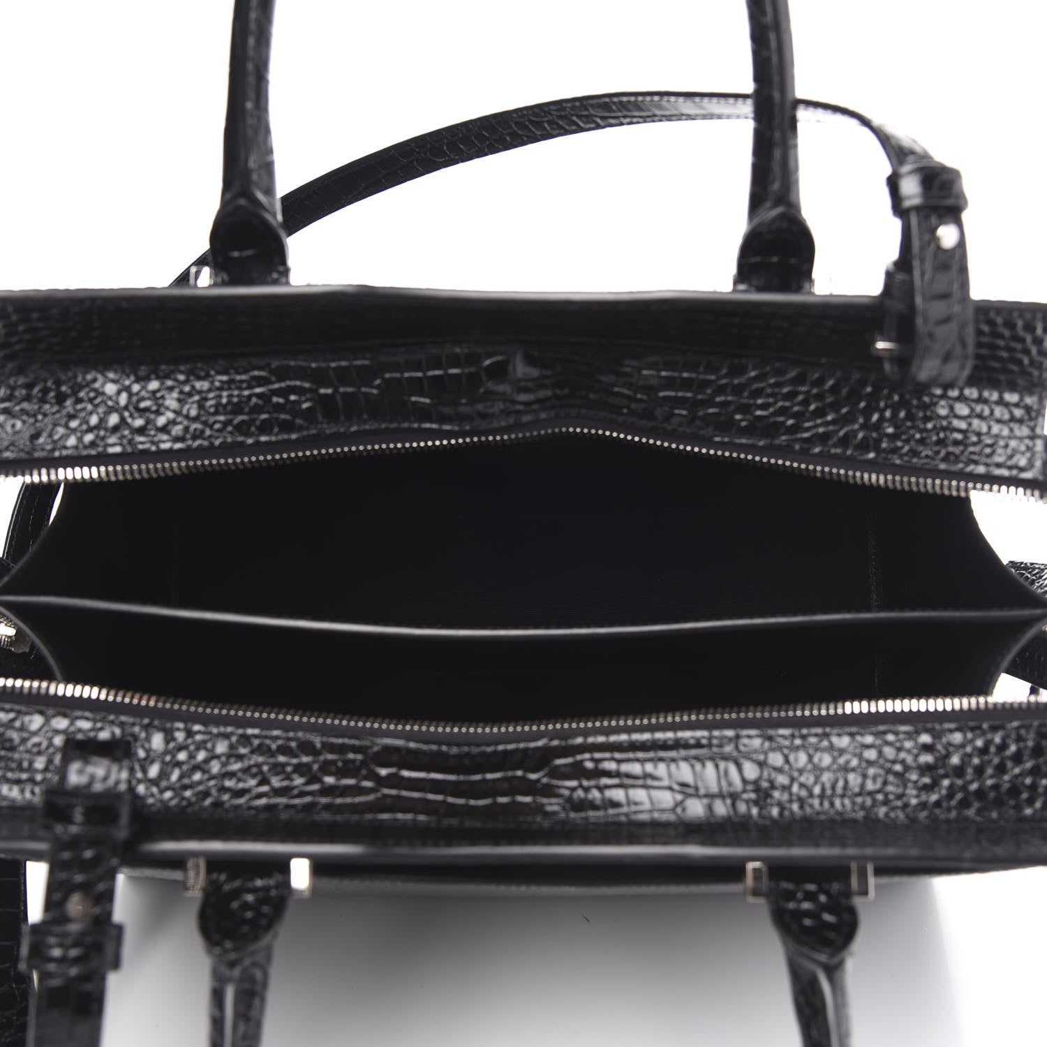 Saint Laurent Croc Calfskin Embossed Medium Uptown Tote Black 5 of 10