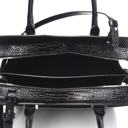 Saint Laurent Croc Calfskin Embossed Medium Uptown Tote Black 5 of 10