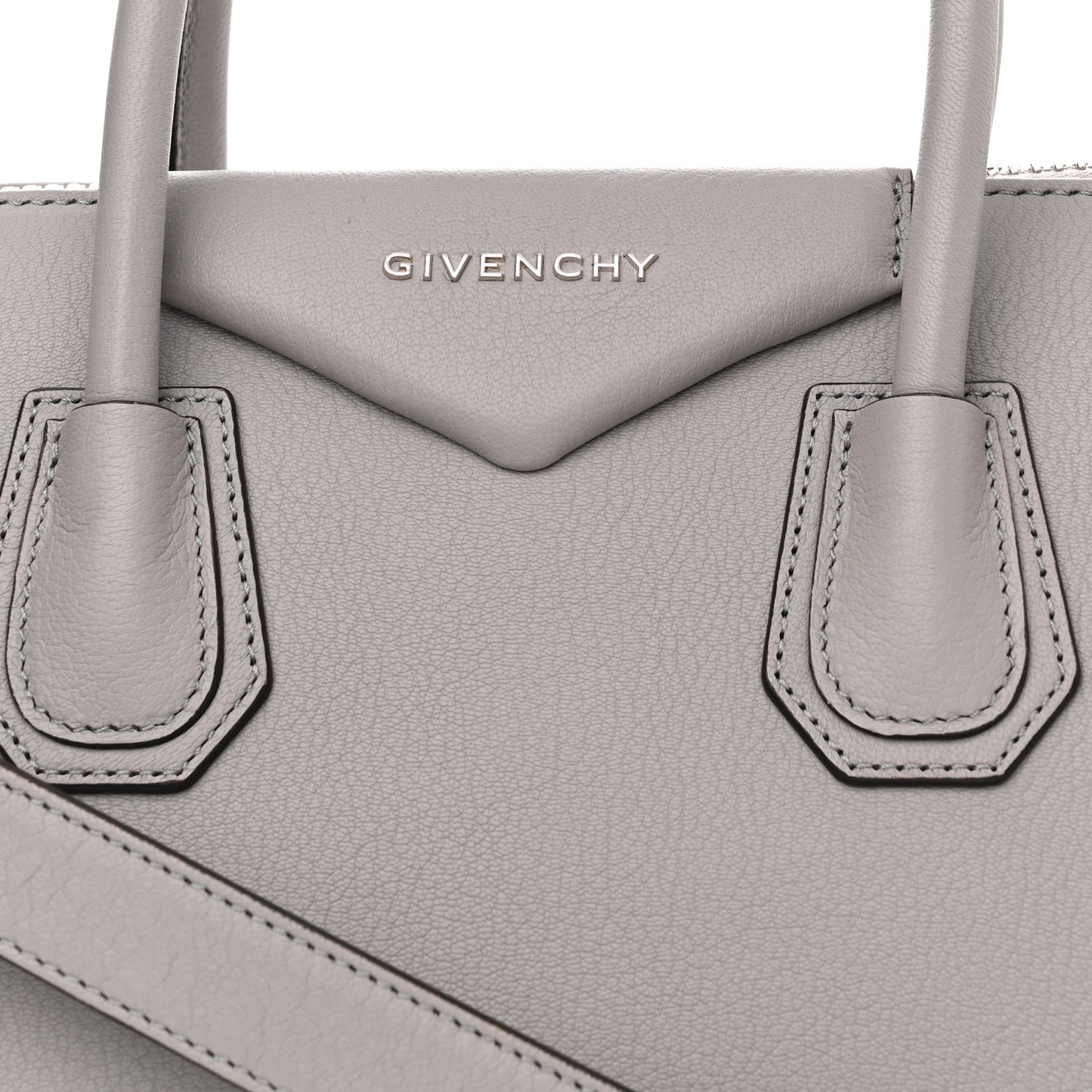 Sugar Goatskin Mini Antigona Pearl Grey
