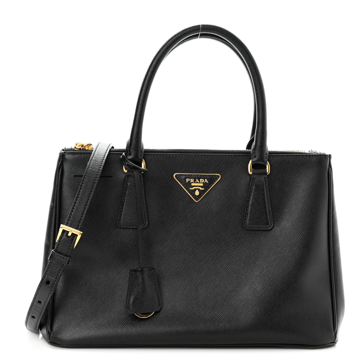Saffiano Small Galleria Double Zip Tote Black