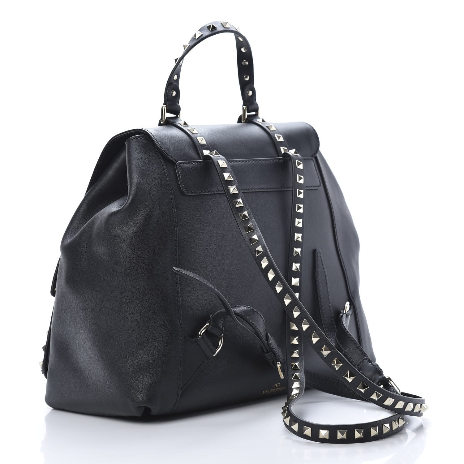 Valentino Garavani Vitello Rockstud Double Pocket Backpack Black 2 of 8
