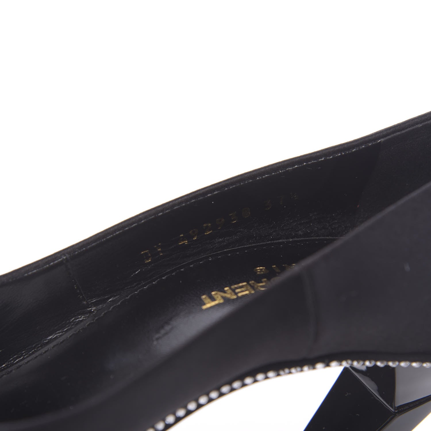 Saint Laurent Satin Crystal Embellished Freja 105 Pumps 37.5 Black 6 of 9
