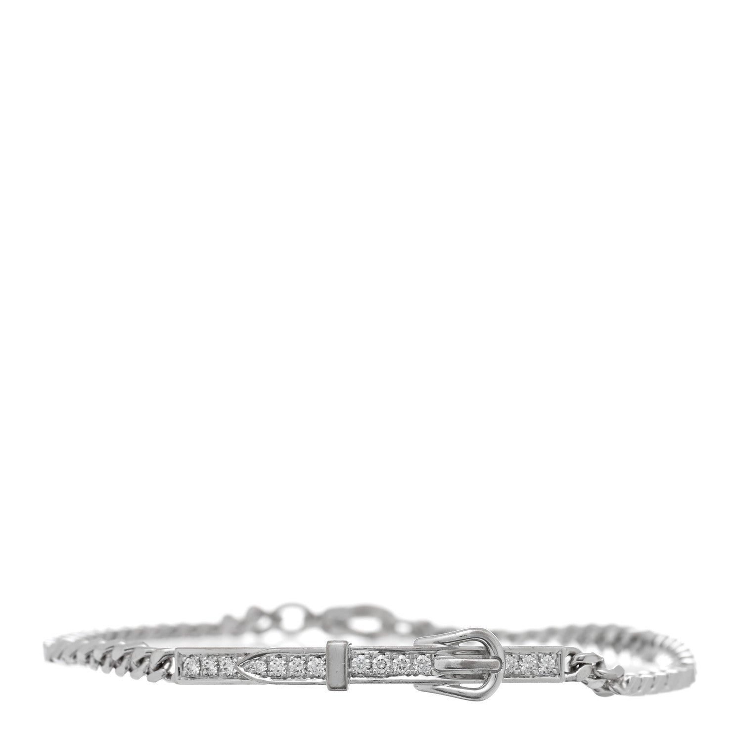 Hermes 18K White Gold Diamond Etriviere Bracelet 1 of 4