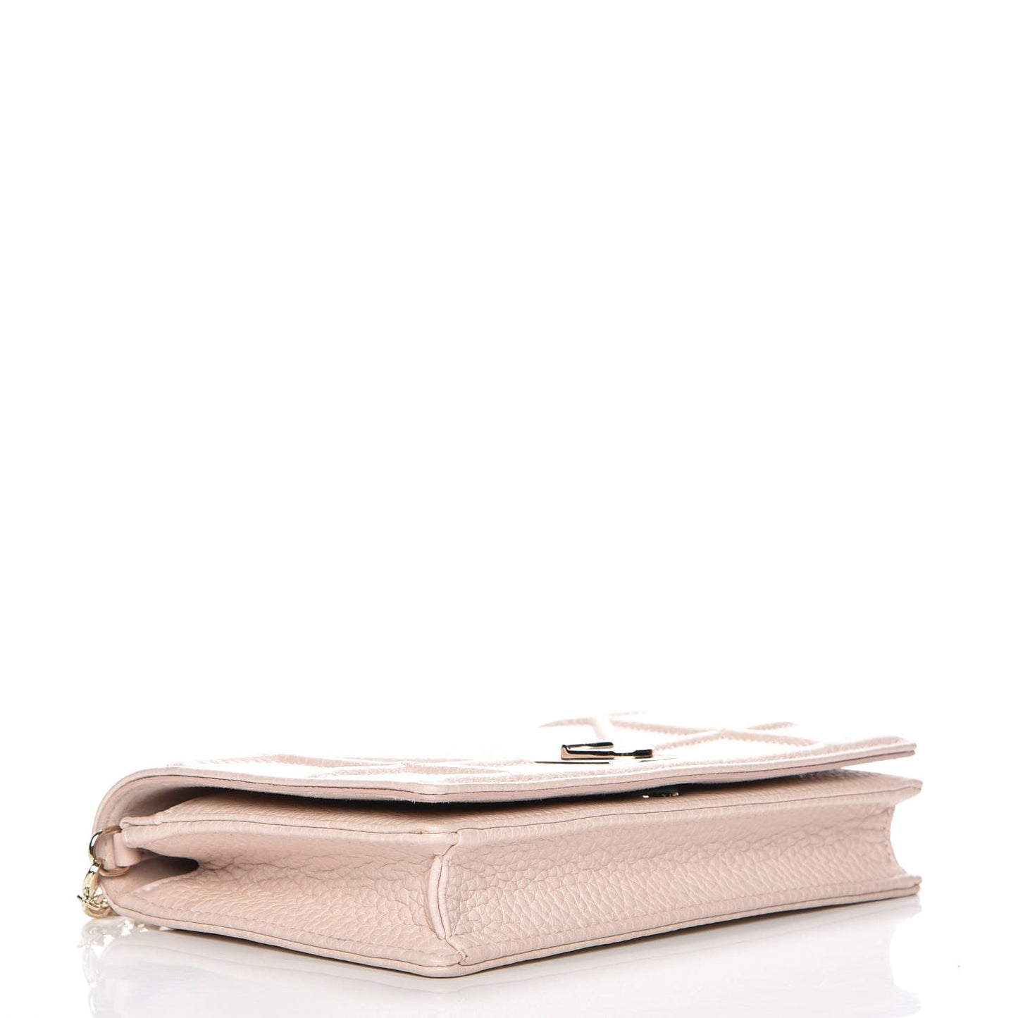 Grained Calfskin Diorama Wallet on Chain Pouch Rose Poudre
