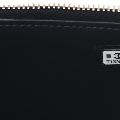Chanel Denim Quilted Small Vanity Case With Chain Dark Blue Orange 7 of 11