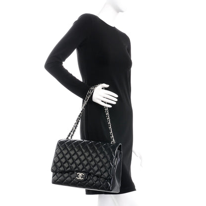 Chanel Lambskin Quilted Maxi Double Flap Black 2 of 9
