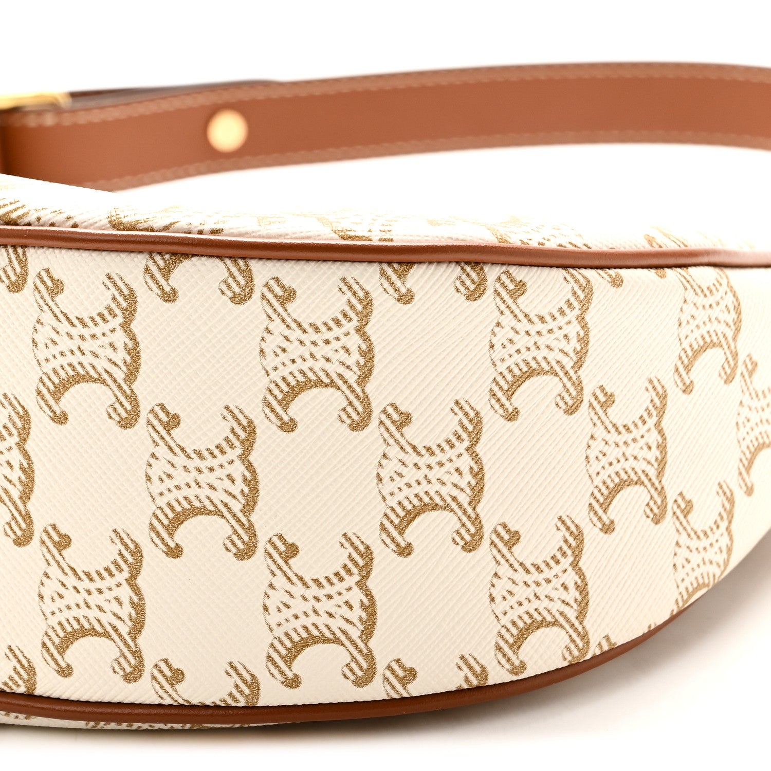 Celine Canvas Calfskin Ava Triomphe Shoulder Bag White 10 of 10