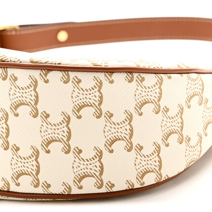 Celine Canvas Calfskin Ava Triomphe Shoulder Bag White 10 of 10
