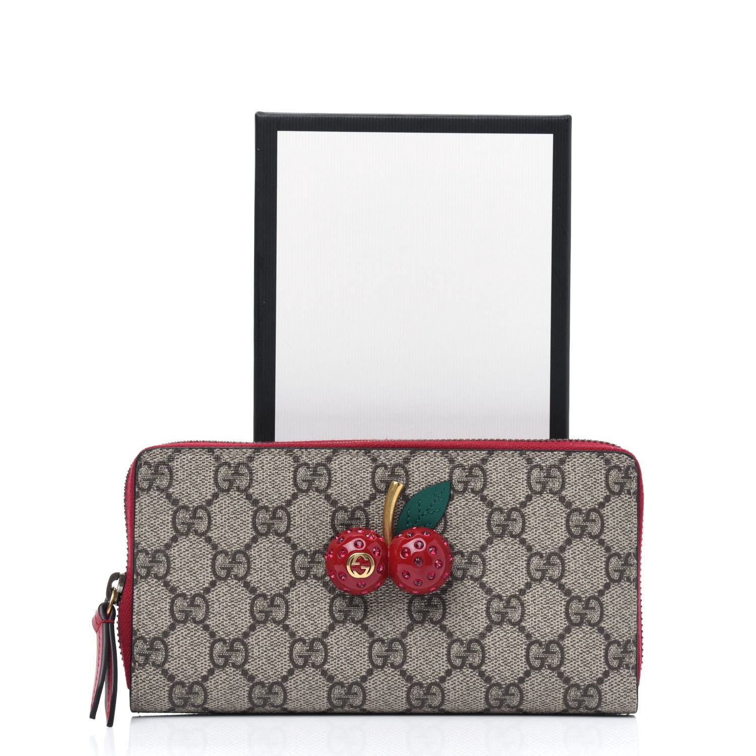 Gucci GG Supreme Monogram Cherries Zip Around Wallet Hibiscus Red 13 of 13