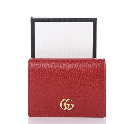 Gucci Pebbled Calfskin GG Marmont Card Case Hibiscus Red 10 of 10