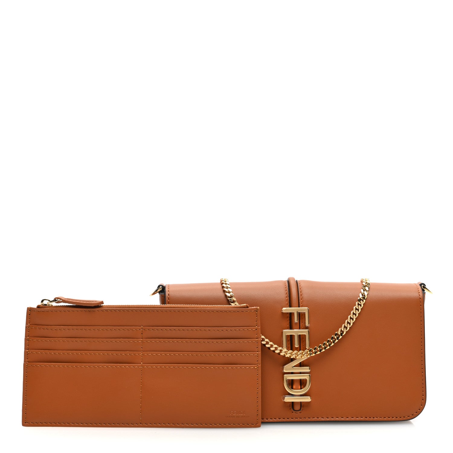 Fendi Vitello Grace Matte Fendigraphy Wallet on Chain Cuoio 3 of 11
