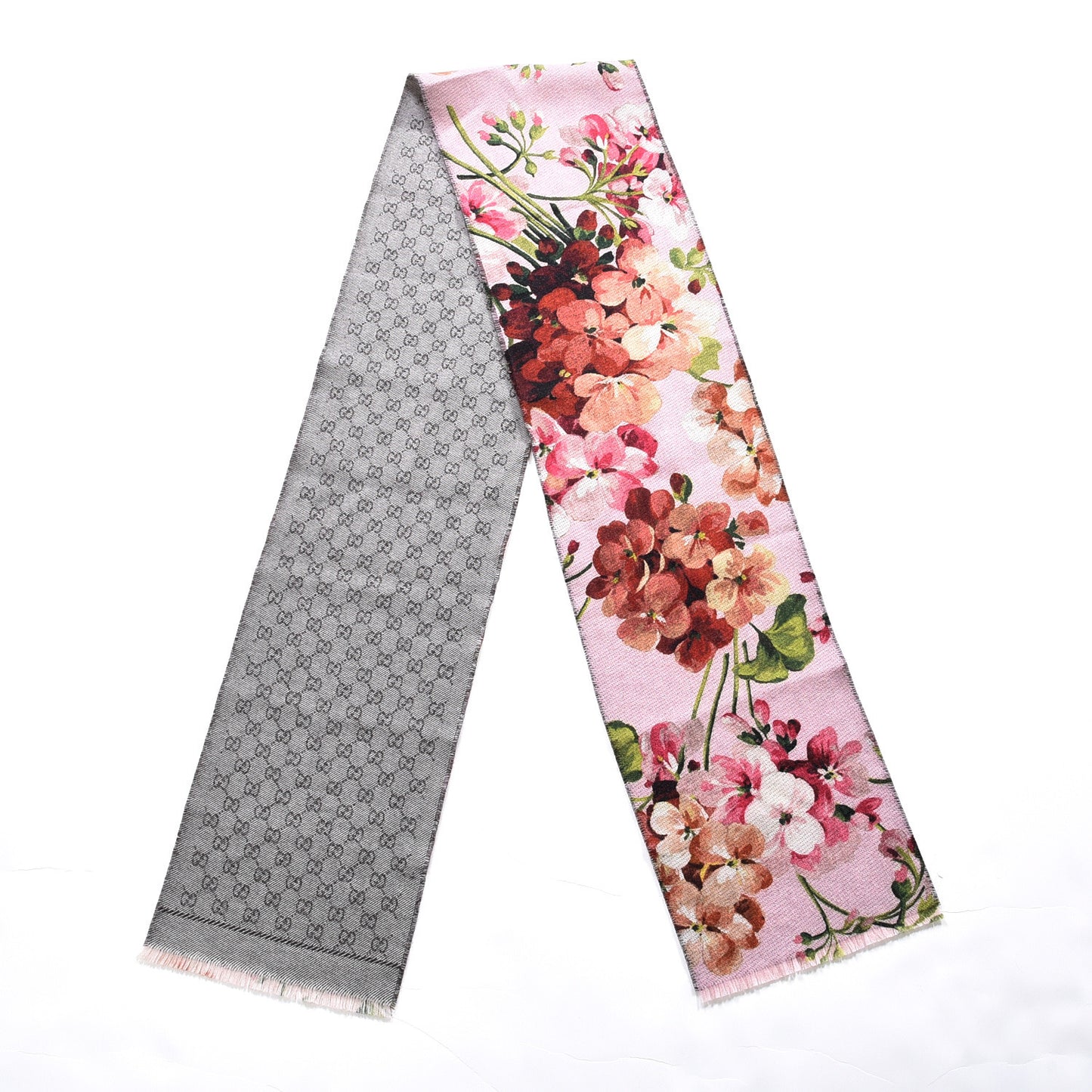 Wool GG Monogram Miniorophin Scarf Shell Pink