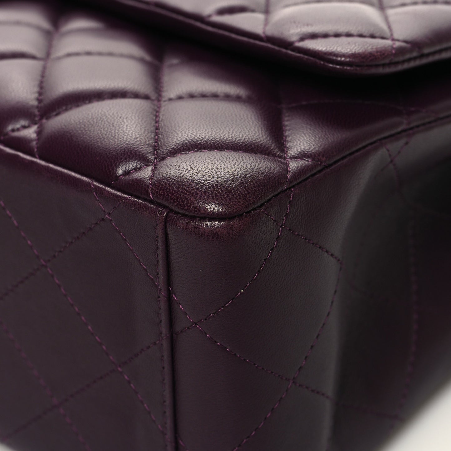 Lambskin Quilted Maxi Double Flap Plum