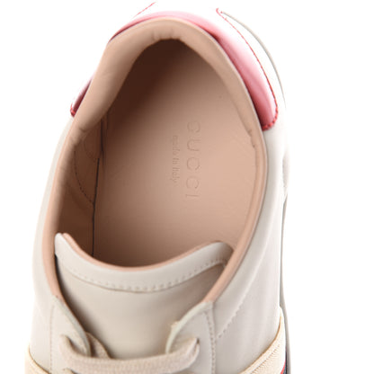 Gucci Calfskin Stripe Womens New Ace Sneakers 37.5 New Mystic White Ecru Red Flame 5 of 8