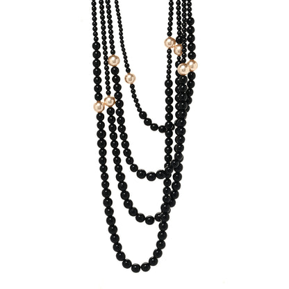 Chanel Ruthenium Resin Graduated Beaded Pearl CC Multi Strand Long Necklace Black 1 of 4
