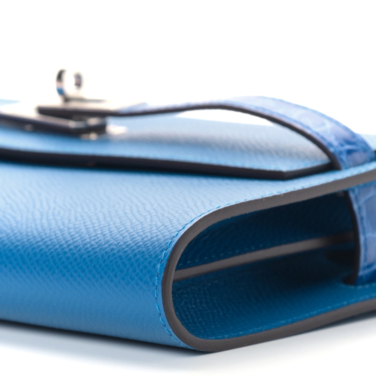 Epsom Shiny Alligator Touch Kelly Wallet To Go Bleu Frida