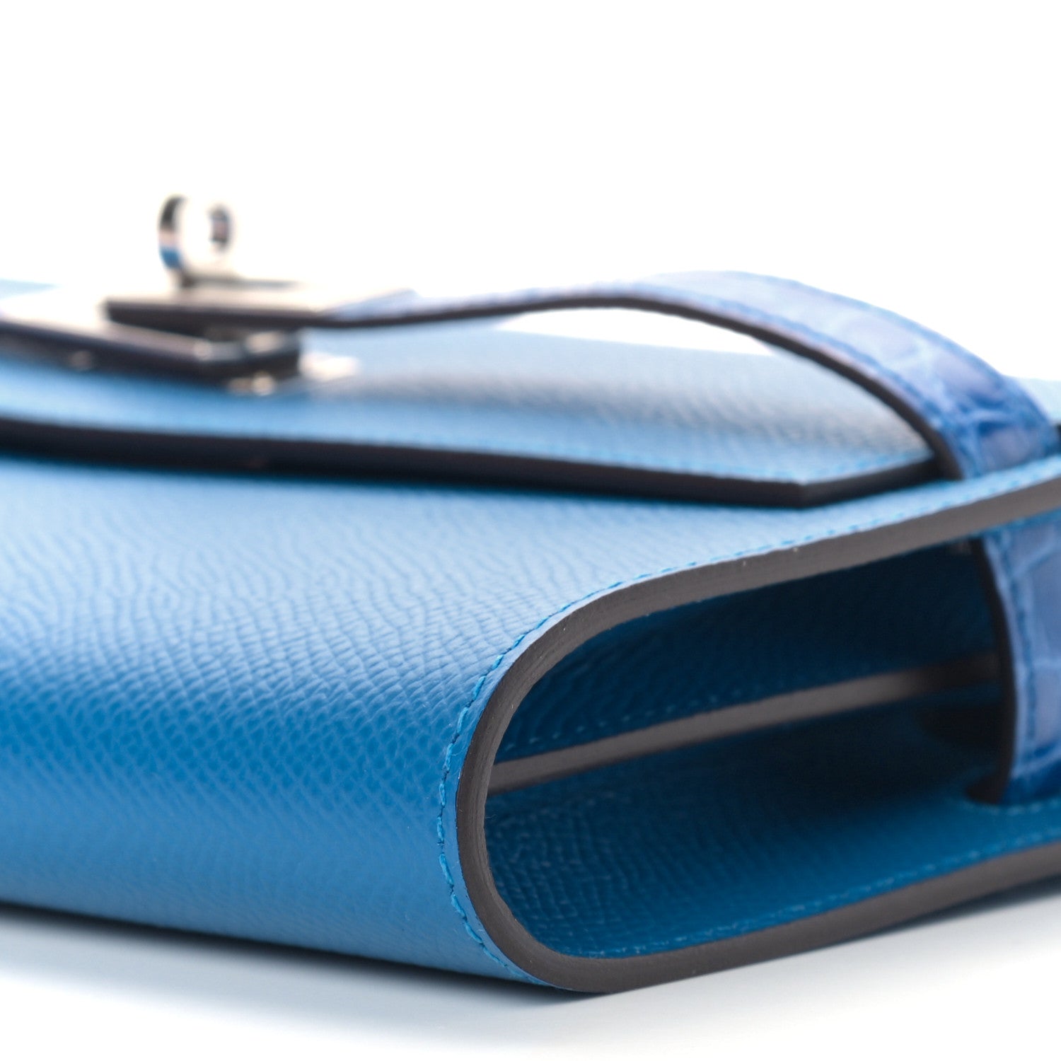 Hermes Epsom Shiny Alligator Touch Kelly Wallet To Go Bleu Frida 8 of 9