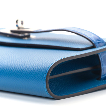 Hermes Epsom Shiny Alligator Touch Kelly Wallet To Go Bleu Frida 8 of 9